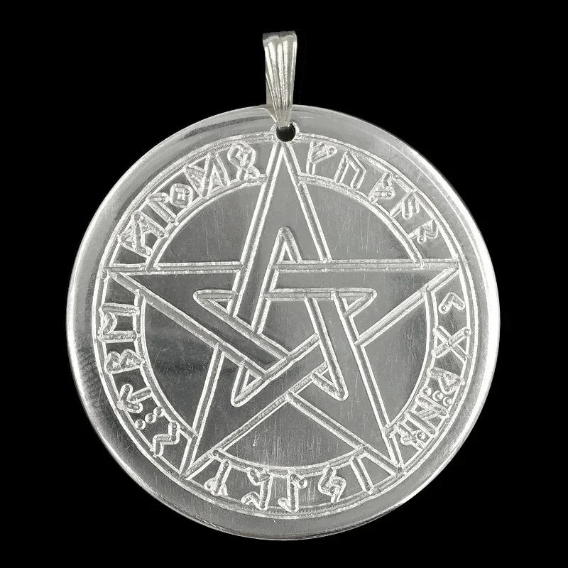 Runenpentagramm Schutzrune Schmuck Anhänger Messing versilbert