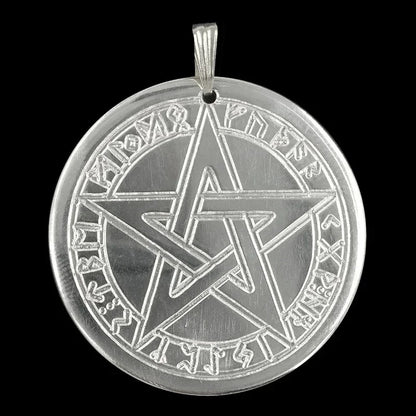 Runenpentagramm Schutzrune Schmuck Anhänger Messing versilbert