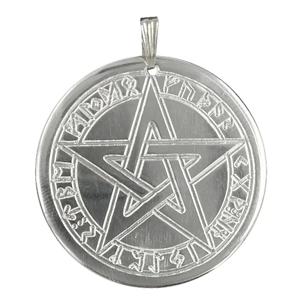 Runenpentagramm Schutzrune Schmuck Anhänger Messing versilbert