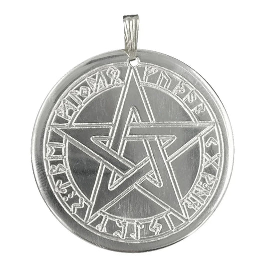 Runenpentagramm Schutzrune Schmuck Anhänger Messing versilbert