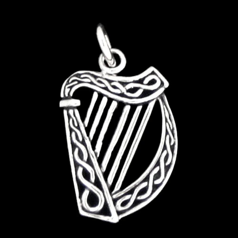 Keltische Irische Harfe Schmuck Anhänger 925er Silber klein Irish Harp 23x13mm