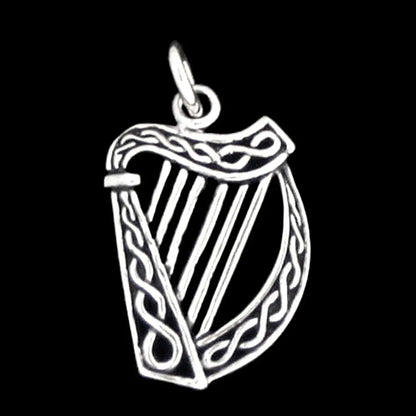 Keltische Irische Harfe Schmuck Anhänger 925er Silber klein Irish Harp 23x13mm