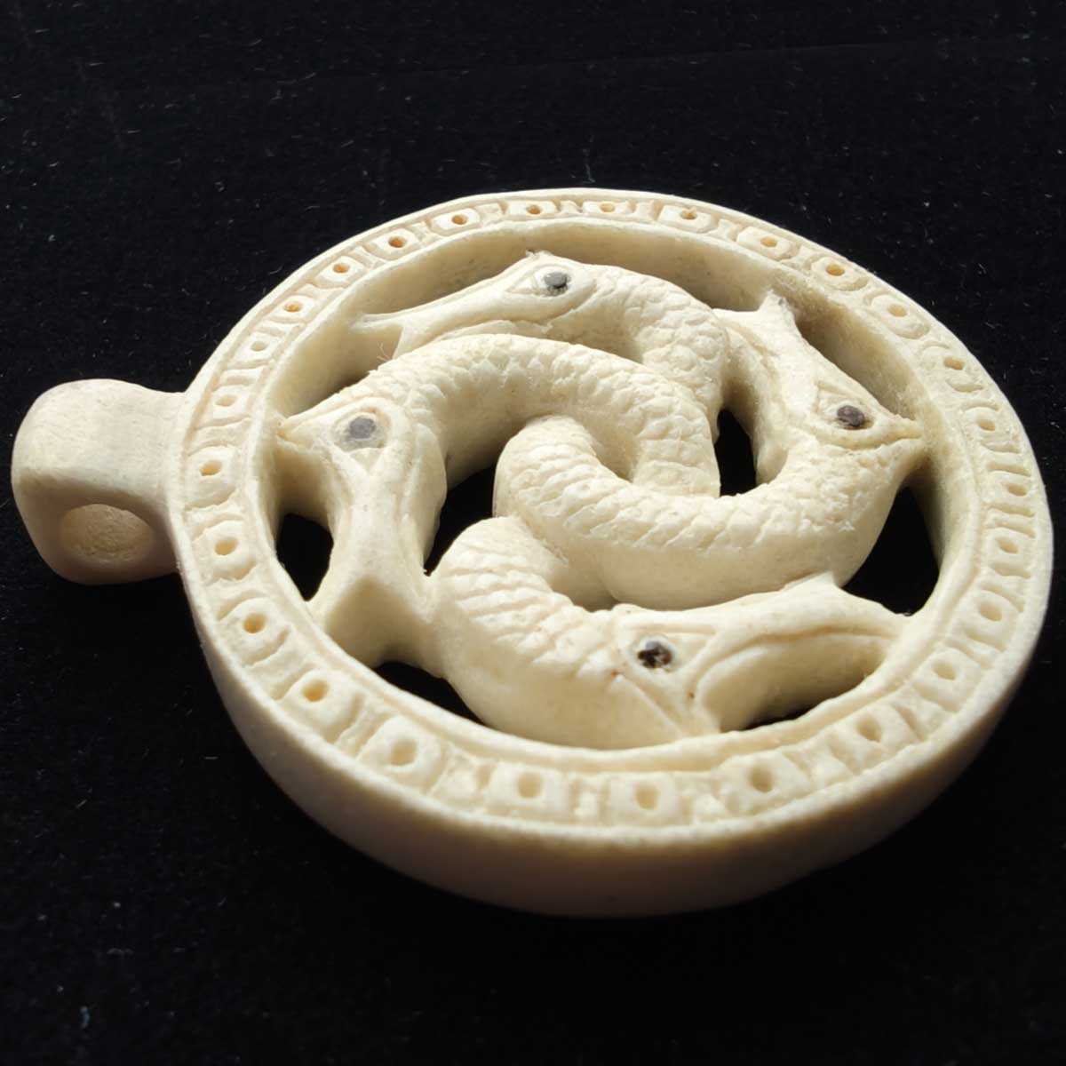 Schlangenamulett Anhänger Schmuck - Schlangen Elchhorn