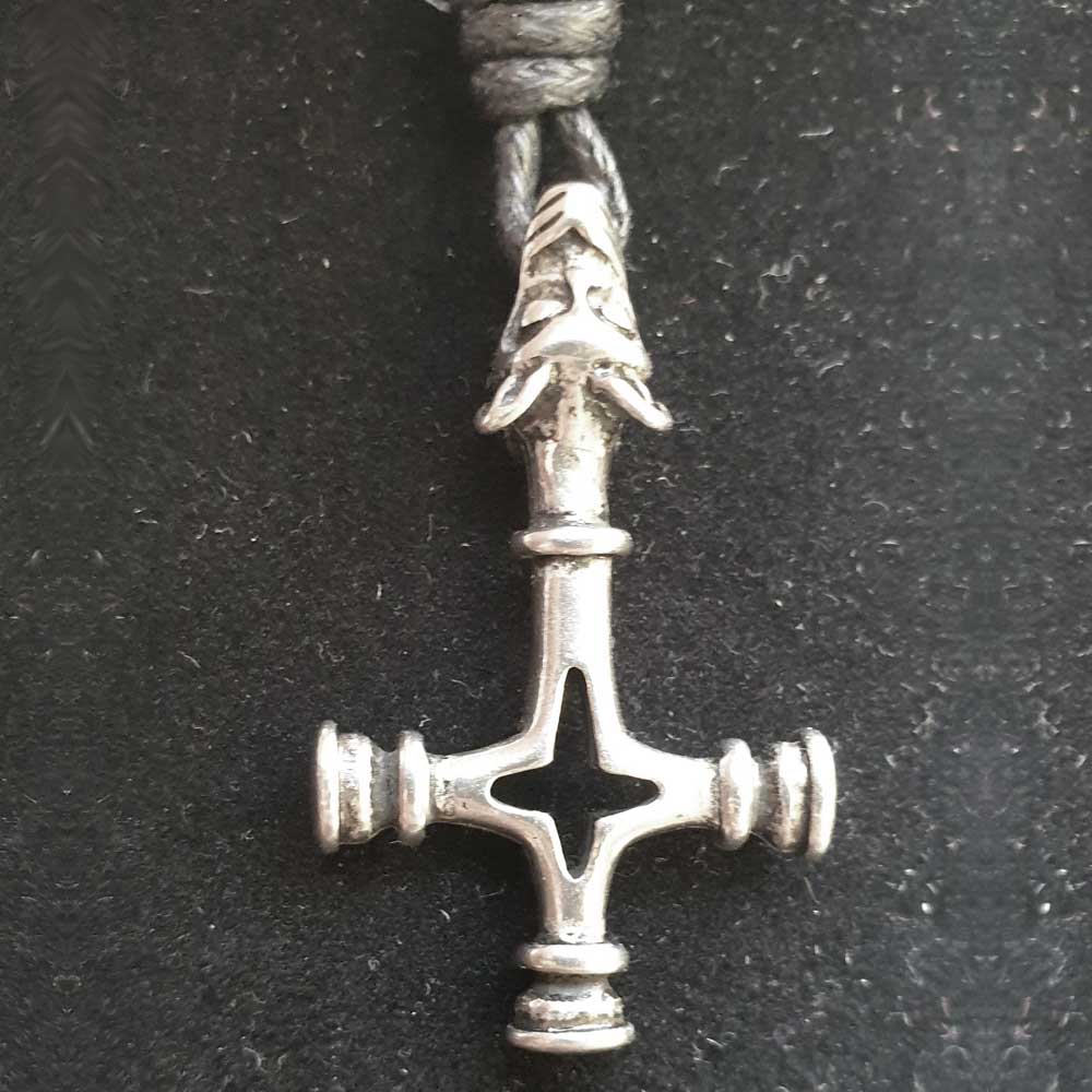Isländisches Wolkskreuz Anhänger Schmuck Zinn 40x25mm mit Schnur