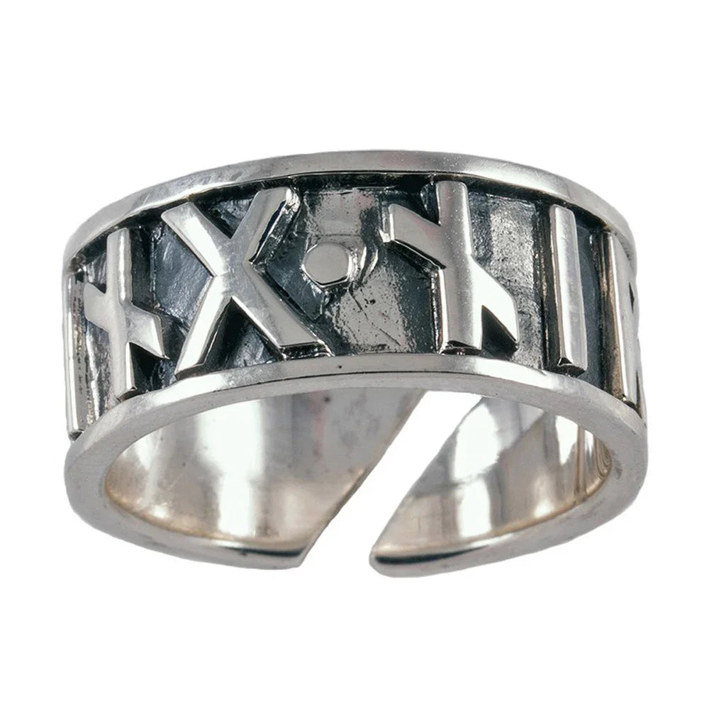 Runenring, verstellbar klein 925er Silber Größe 52-60