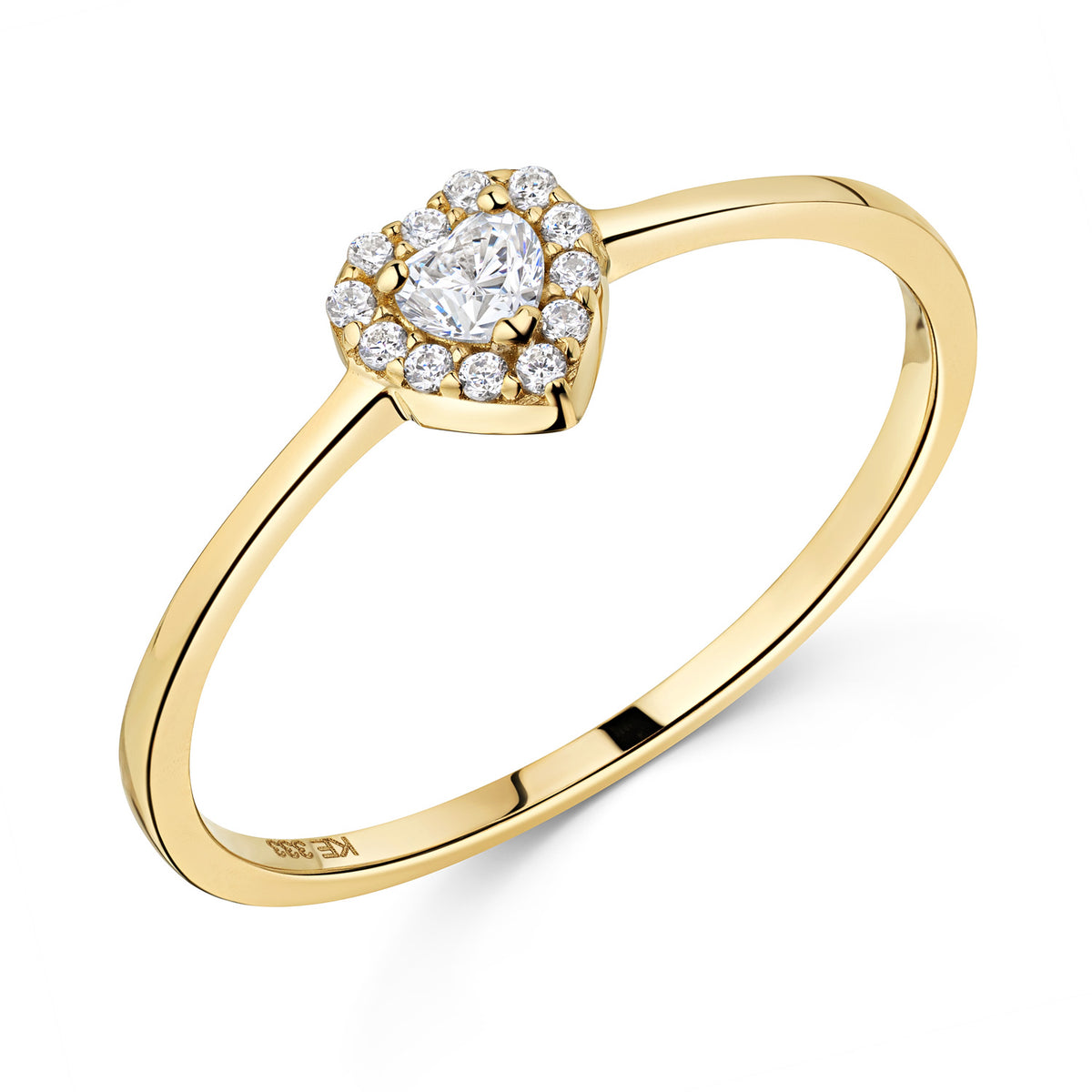 Goldring  Damenring Herz mit Zirkonia Steinen echt 333 - 8 Karat Gold