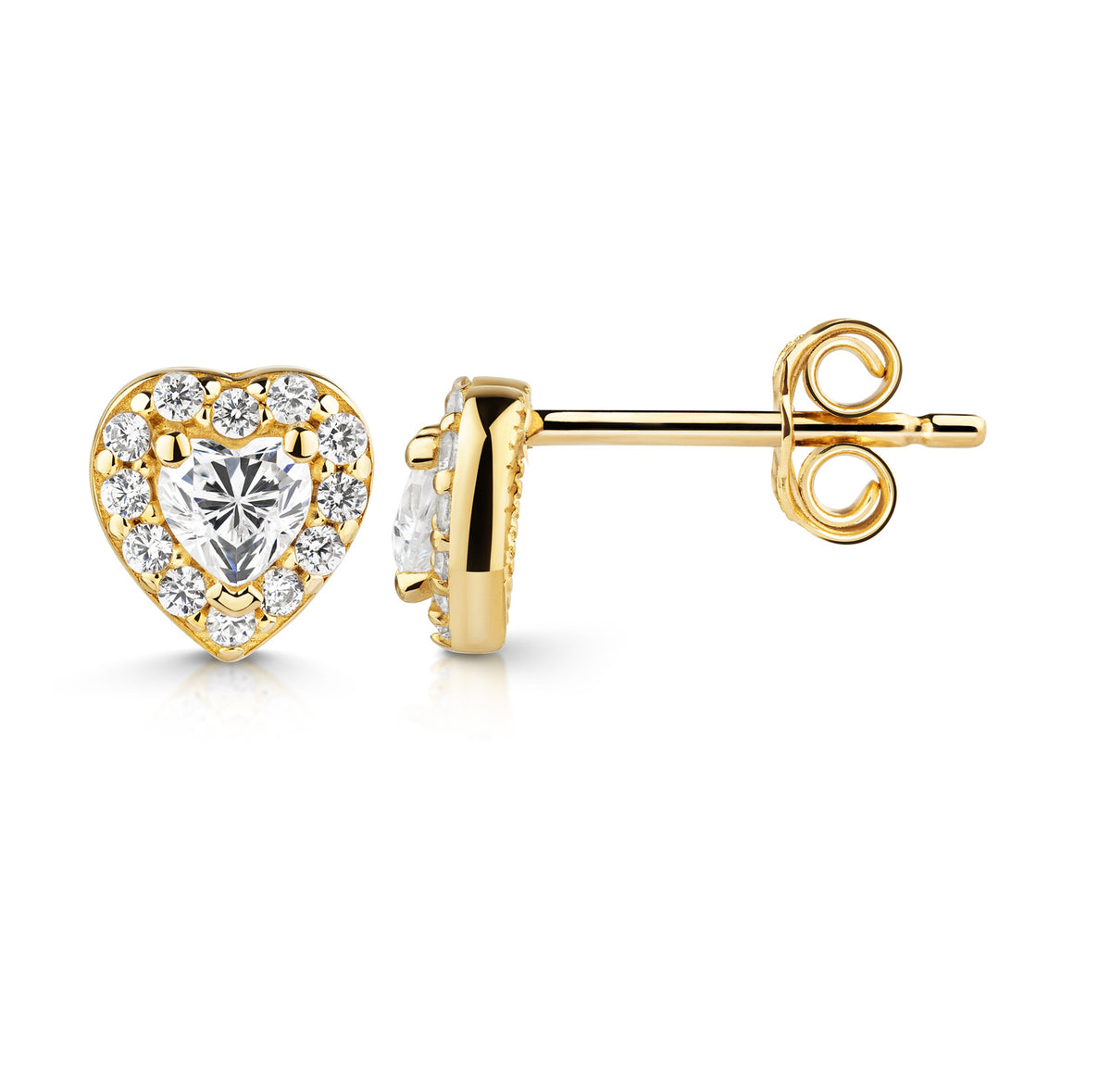 Ohrstecker Herz mit Zirkonia Steinen echt 333 - 8 Karat Gelbgold