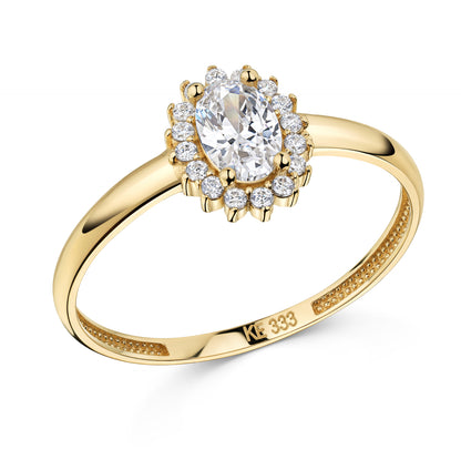 Goldring  Damenring mit Zirkonia Steinen echt 333 - 8 Karat Gelbgold