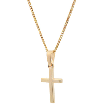 Vergoldete Halskette Kreuz glänzend mit Kette 925 Silber vergoldet