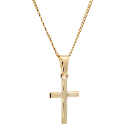 Vergoldete Halskette Kreuz glänzend mit Kette 925 Silber vergoldet