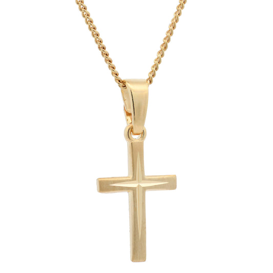 Vergoldete Halskette Kreuz mit Kette 925 Silber vergoldet