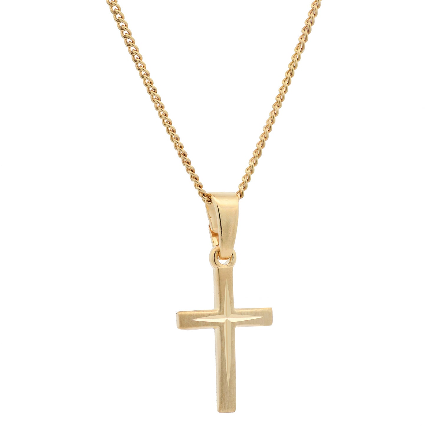 Vergoldete Halskette Kreuz mit Kette 925 Silber vergoldet