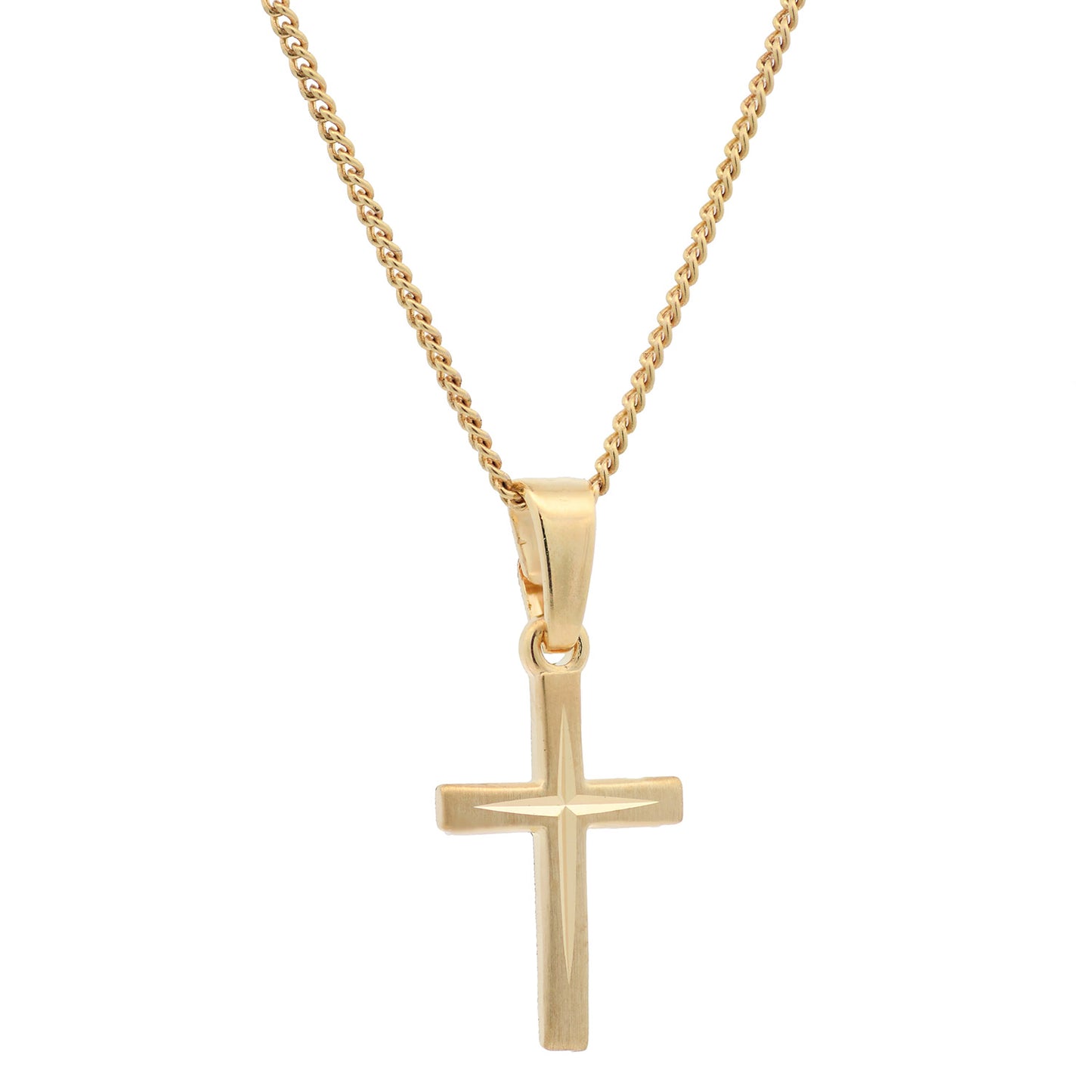 Vergoldete Halskette Kreuz mit Kette 925 Silber vergoldet