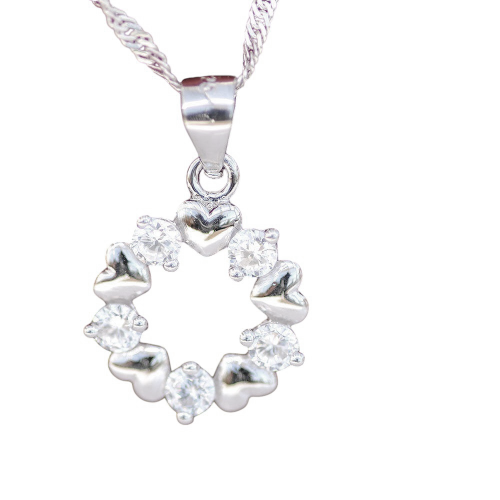 Edler Herz Anhänger mit fünf Steinen Zirkonia Crystal wahlweise mit Kette 925 Silber