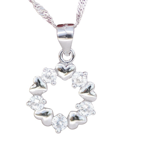 Edler Herz Anhänger mit fünf Steinen Zirkonia Crystal wahlweise mit Kette 925 Silber