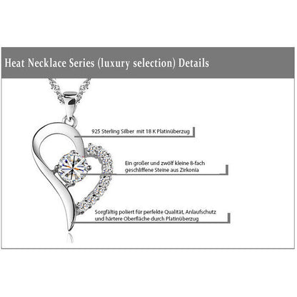 Edler Herz Anhänger 925 Silber & Zirkonia Crystal mit Silberkette Herz