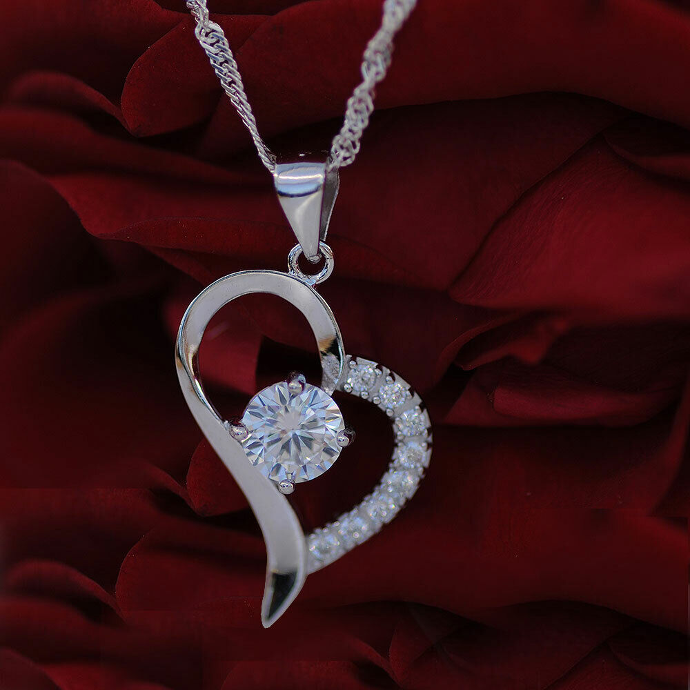 Edler Herz Anhänger 925 Silber & Zirkonia mit Silberkette Herz