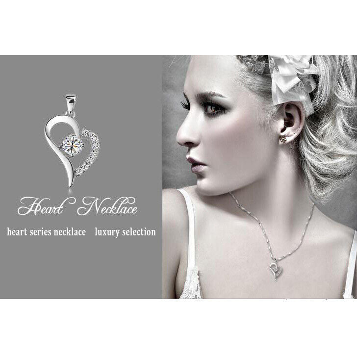 Edler Herz Anhänger 925 Silber & Zirkonia mit Silberkette Herz
