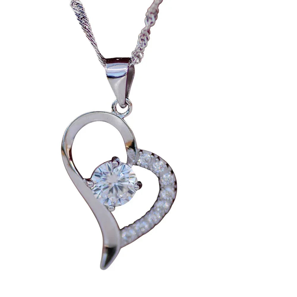 Edler Herz Anhänger 925 Silber & Zirkonia Crystal mit Silberkette Herz