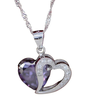 Edle Herzkette Herz Anhänger Zirkonia Crystal mit Singapurkette 925 Si