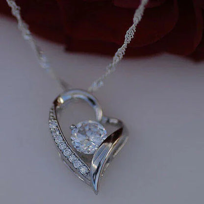 Edle Herzkette Herz Anhänger weisser Zirkonia Crystal mit Singapurkett