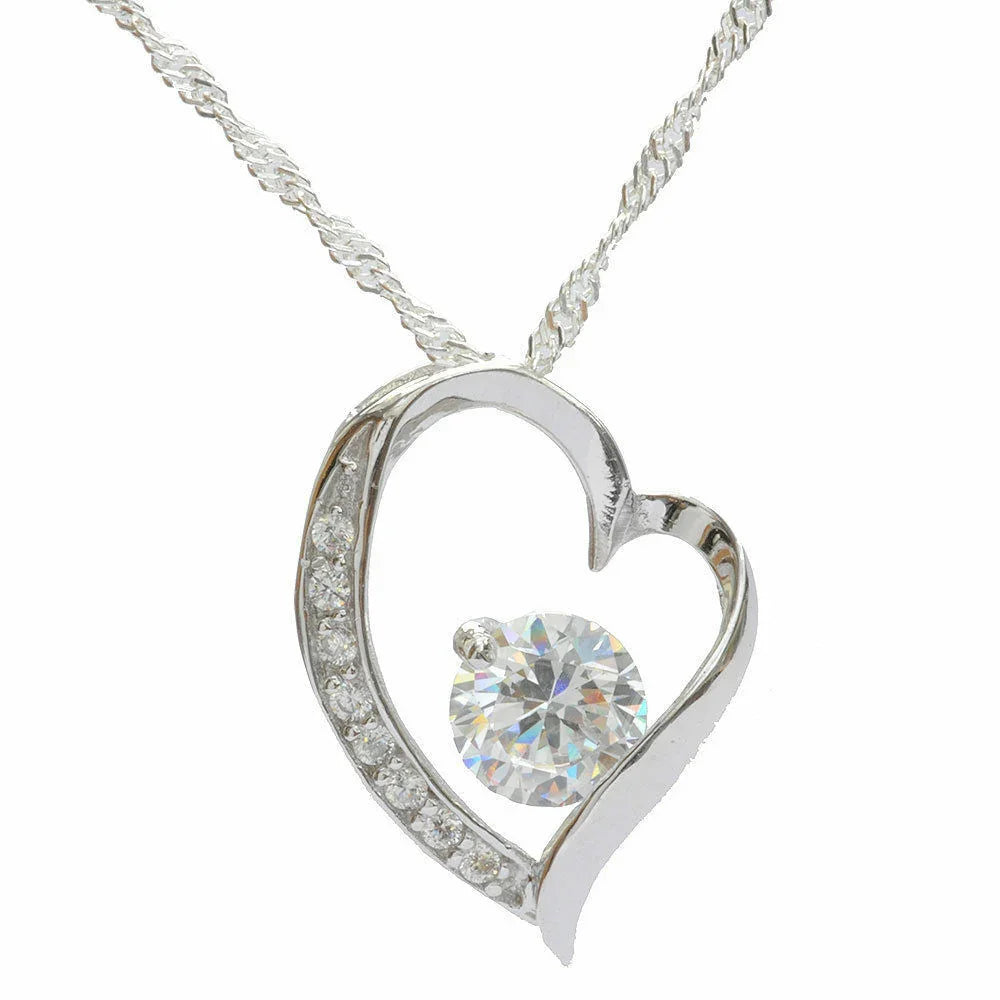 Anhänger Herz mit weißem Zirkonia Crystal mit Singapurkette 925 Silber