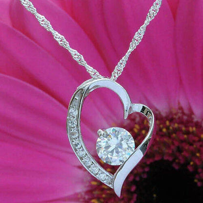 Anhänger Herz mit weißem Zirkonia Crystal mit Singapurkette 925 Silber