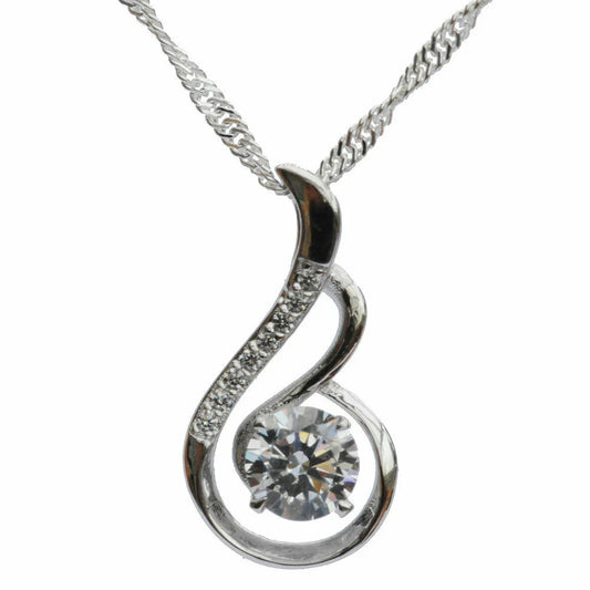 Anhänger mit violettem Zirkonia Crystal mit Singapurkette 925 Silber