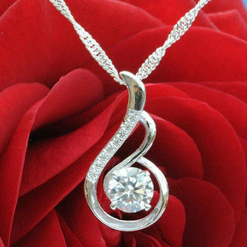 Anhänger mit violettem Zirkonia Crystal mit Singapurkette 925 Silber