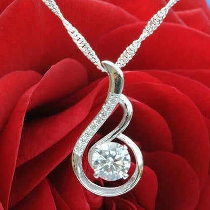 Anhänger mit violettem Zirkonia Crystal mit Singapurkette 925 Silber