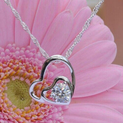 Anhänger Herz Zirkonia Crystal mit Singapurkette 925 Silber