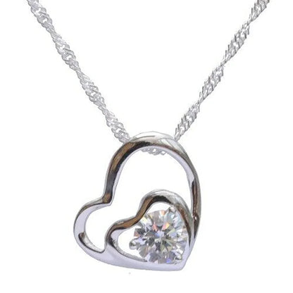 Anhänger Herz Zirkonia Crystal mit Singapurkette 925 Silber