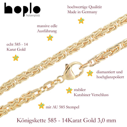 Goldarmband Königskette Armkette Breite 3,0mm massiv 585-14 Karat Gold