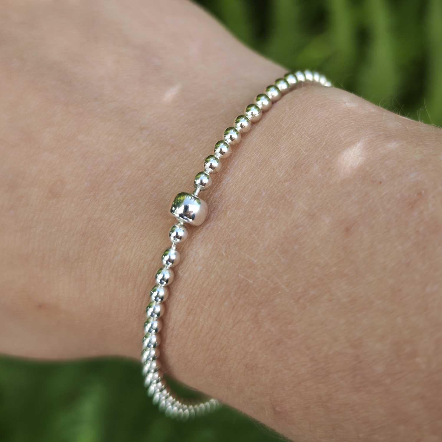 Armband 925er Silber 19cm Kugelkette Armkette
