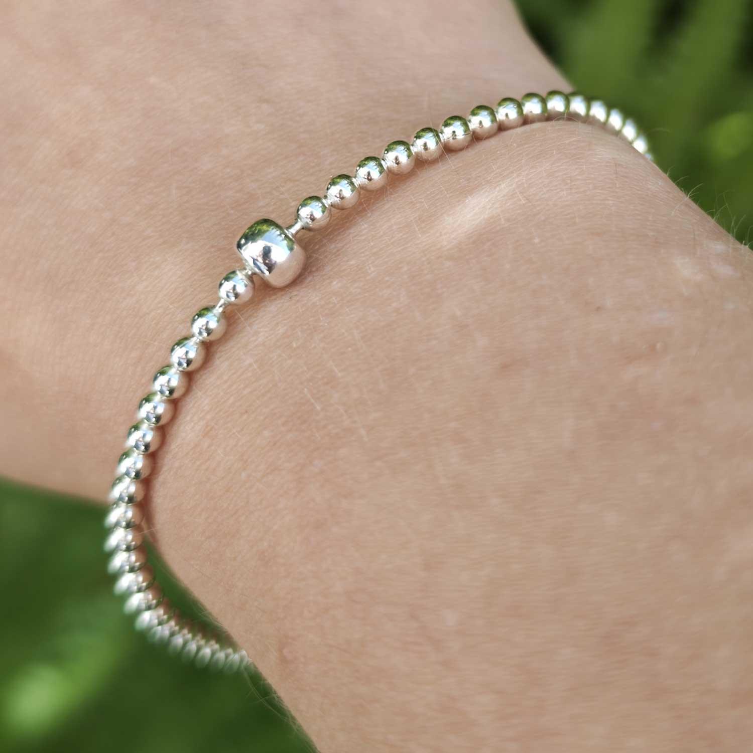 Armband 925er Silber 19cm Kugelkette Armkette