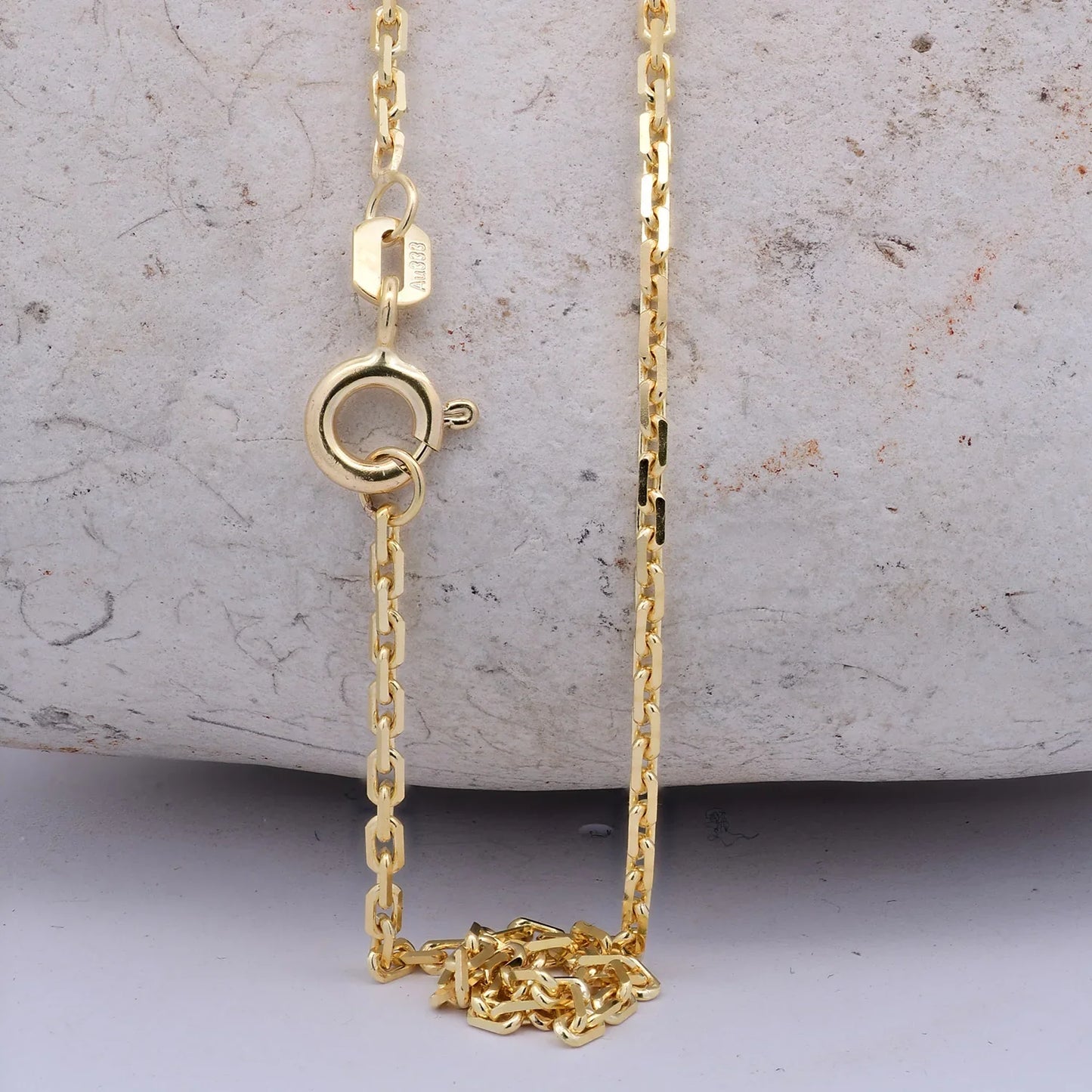 Goldkette Ankerkette diamantiert Halskette 1,8 mm 333-8 Karat Gold