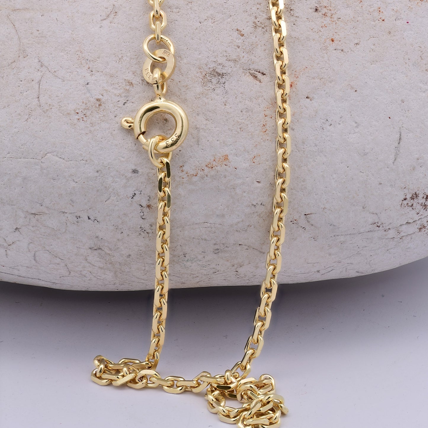 Goldkette Ankerkette diamantiert Halskette 2,2 mm 333-8 Karat Gold