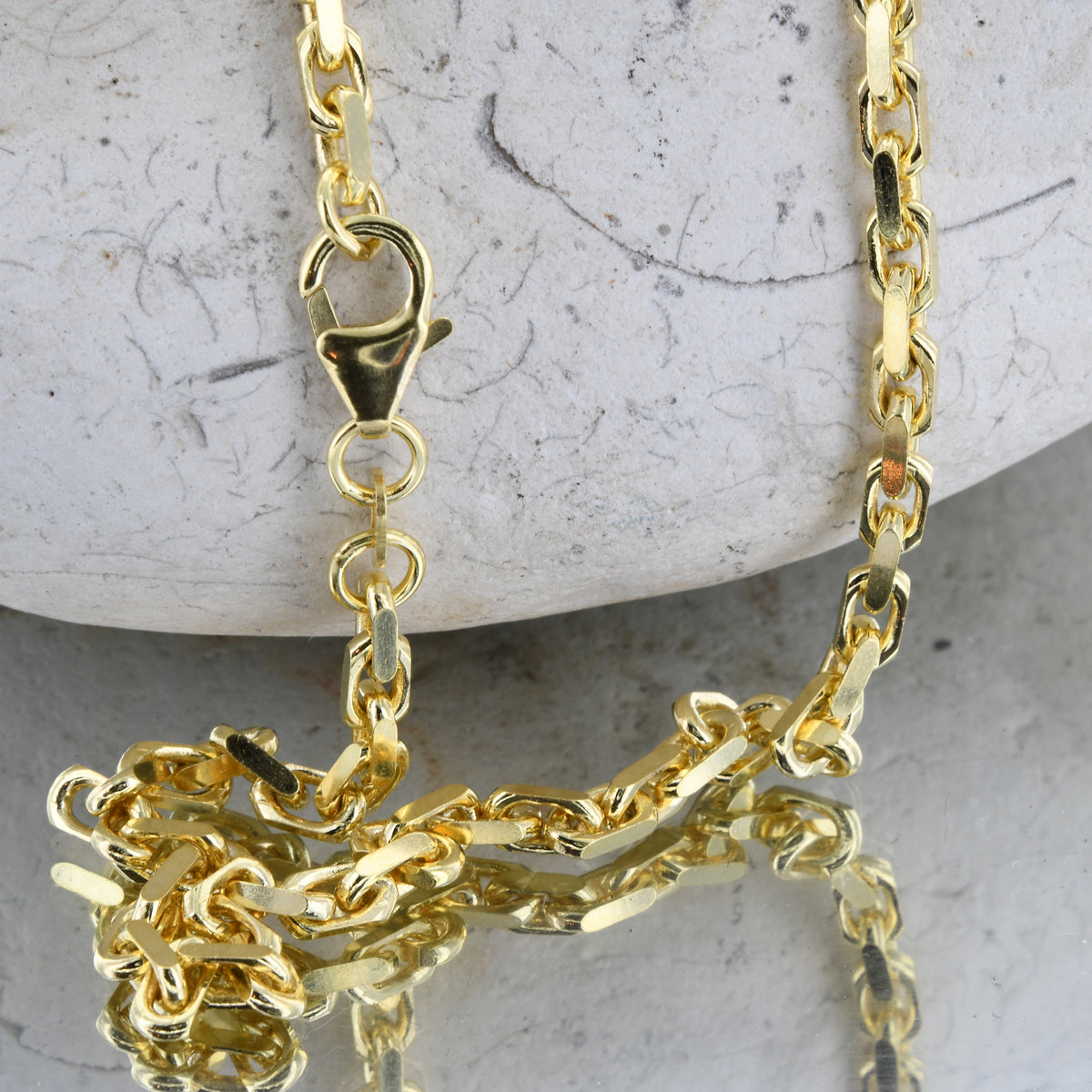 Goldkette Ankerkette diamantiert Halskette 3,0 mm 585 - 14 Karat Gold