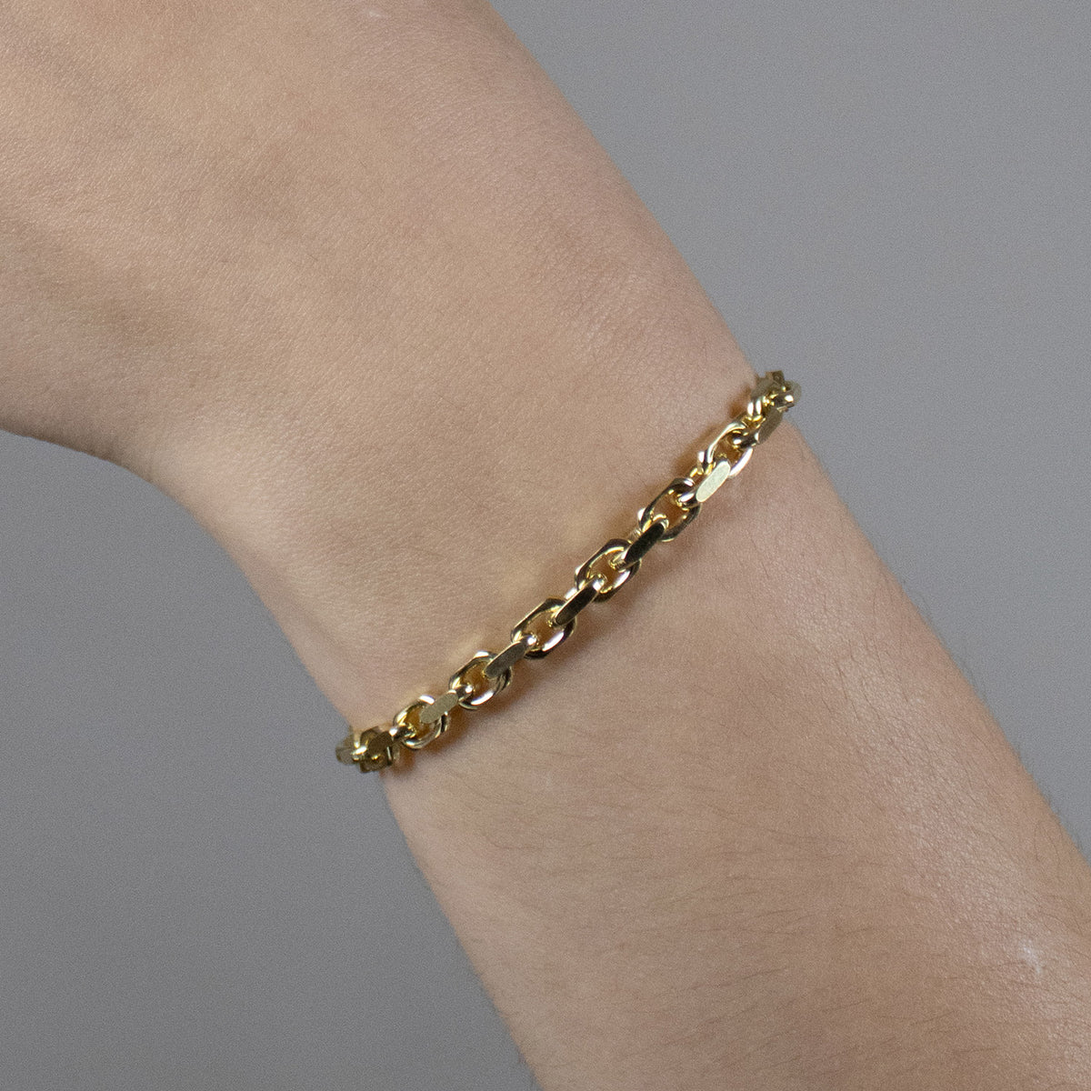 Goldarmband Ankerkette diamantiert Armkette  3,0 mm 585-14 Karat Gold