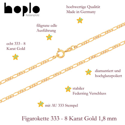 Goldkette Figarokette Halskette Breite 1,8 mm massiv 333- 8 Karat Gold