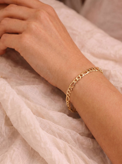 Goldarmband Figarokette Armkette Breite 4,0 mm massiv 333-8 Karat Gold