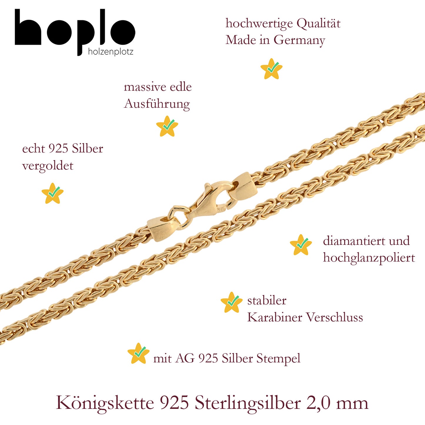 Silberkette Königskette Halsketten & Armketten 925 Silber vergoldet
