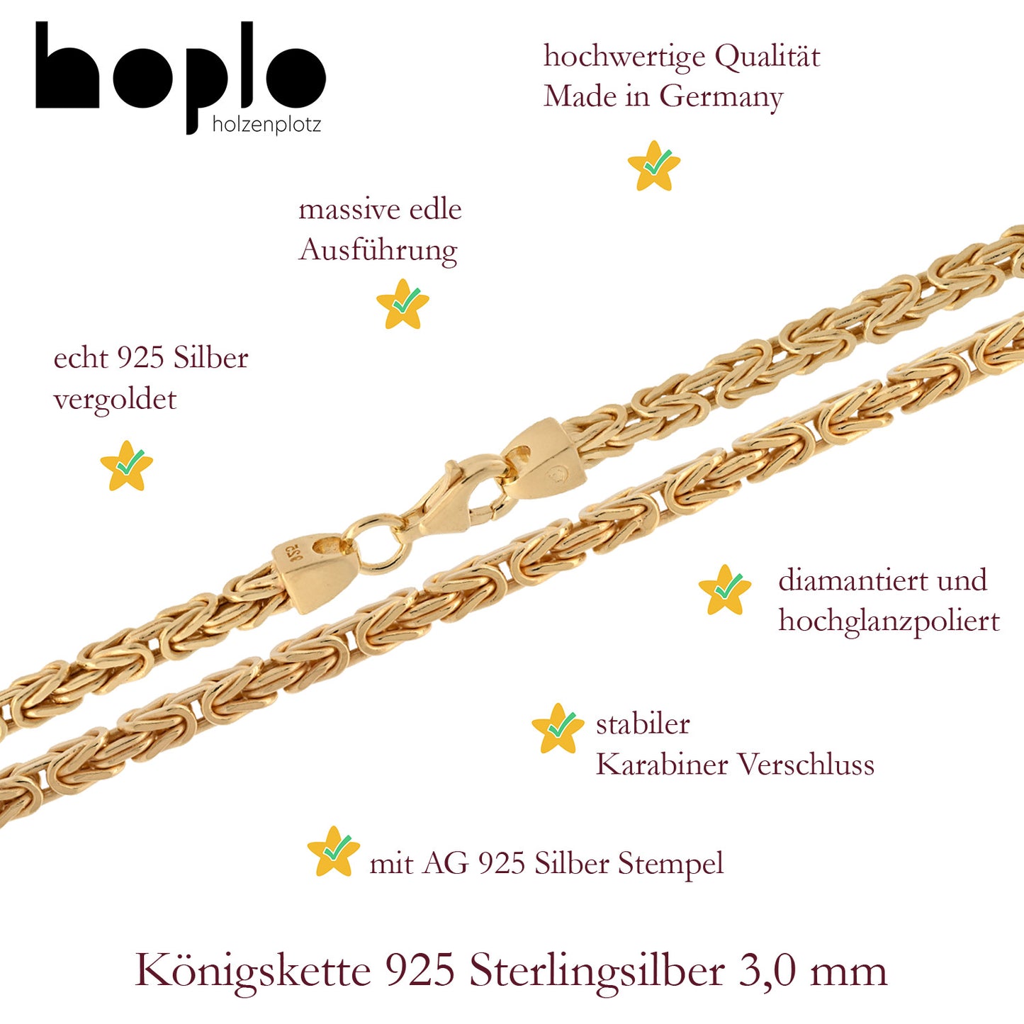 Silberkette Königskette Halsketten & Armketten 925 Silber vergoldet