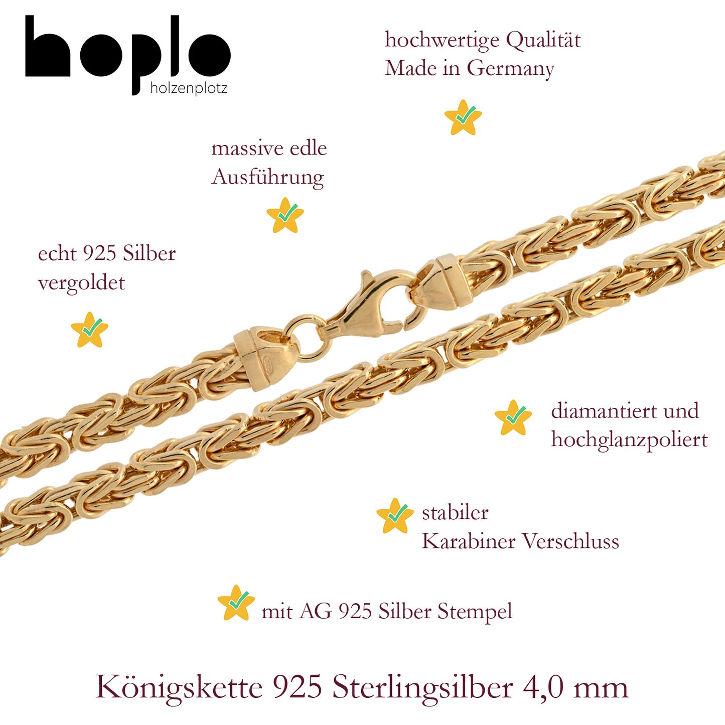 Silberkette Königskette Halsketten & Armketten 925 Silber vergoldet