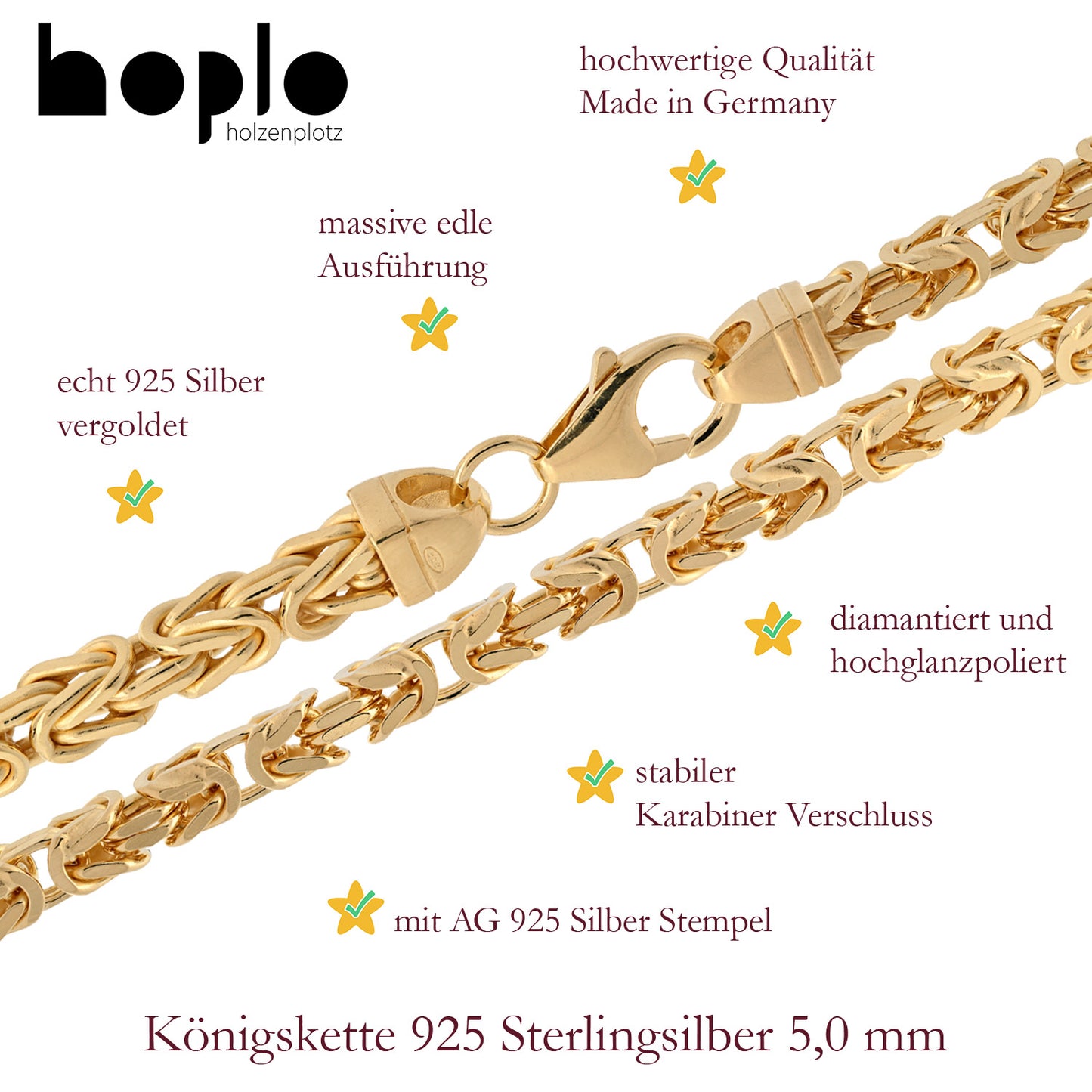 Silberkette Königskette Halsketten & Armketten 925 Silber vergoldet