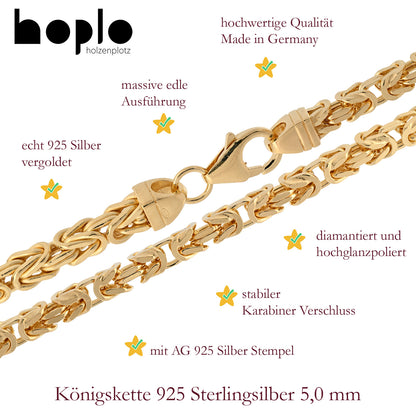Silberkette Königskette Halsketten & Armketten 925 Silber vergoldet