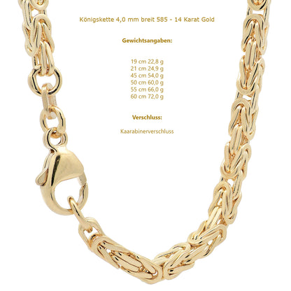 Goldkette Königskette Halskette Breite 4,0 mm - 585 - 14 Karat Gold