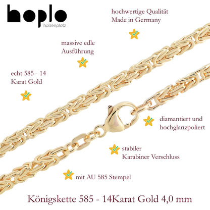 Goldkette Königskette Halskette Breite 4,0 mm - 585 - 14 Karat Gold