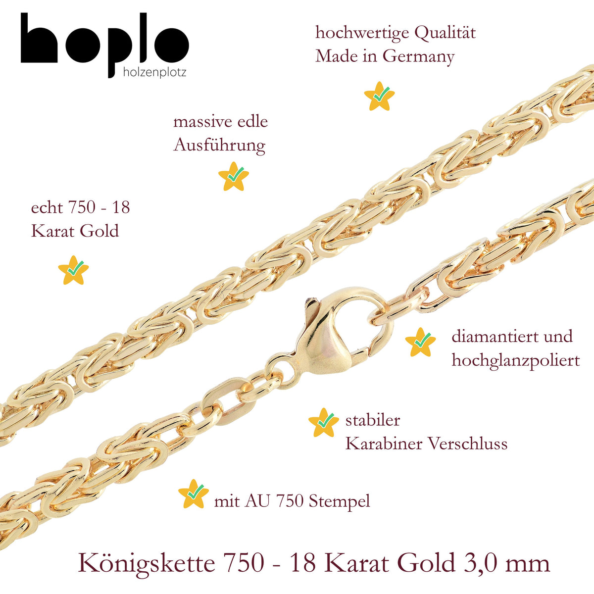 Goldarmband Königskette Armkette Breite 3,0mm massiv 750-18 Karat Gold