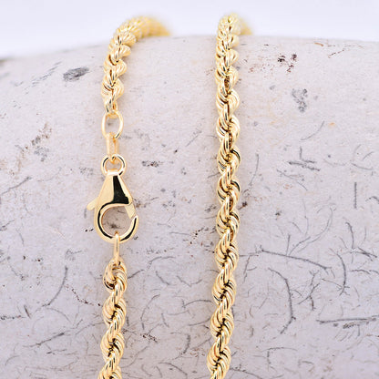 Goldkette Kordelkette hohl Halskette Breite 3,3 mm - 333-8 Karat Gold